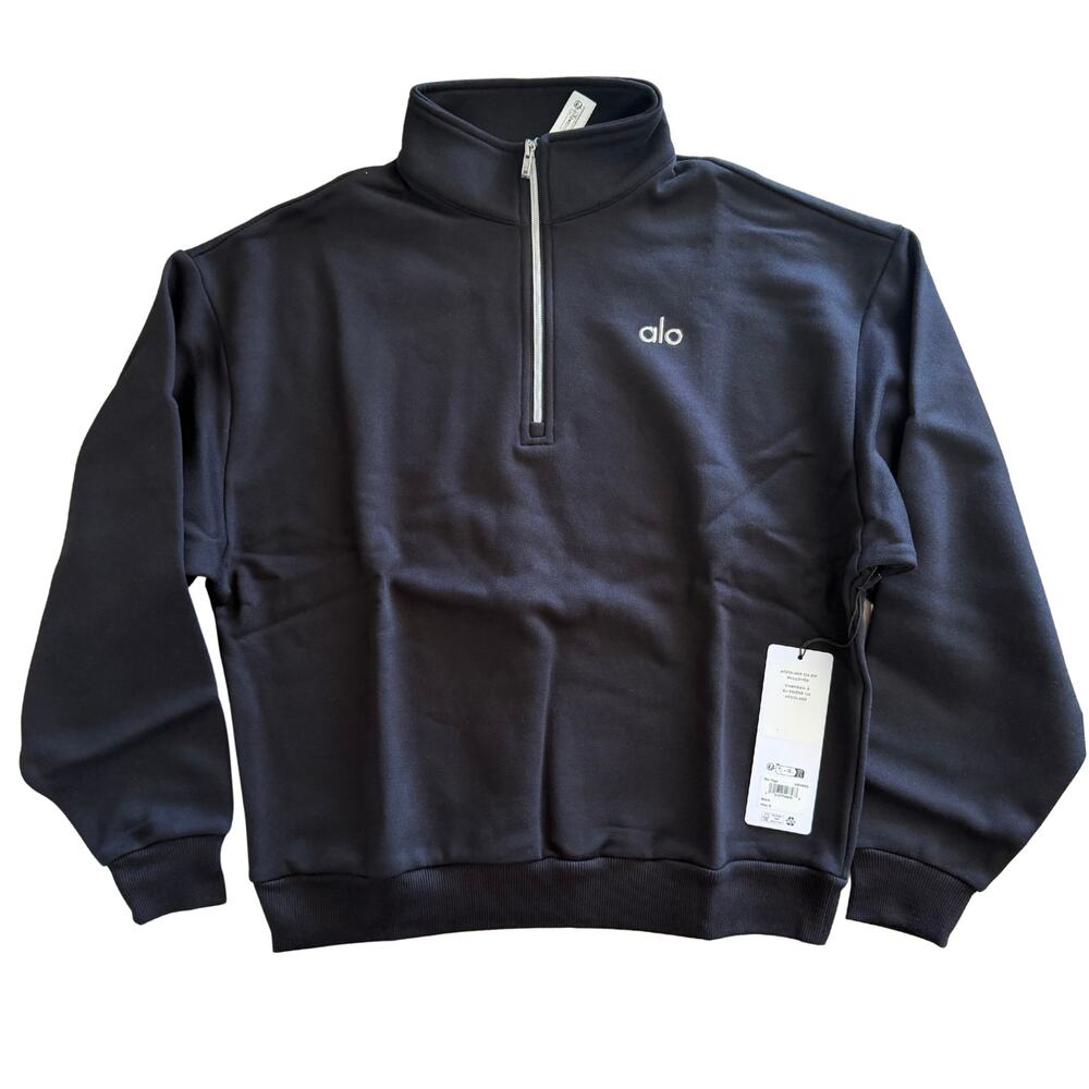 Alo Yoga Accolade 1/4 Zip Pullover Black S NWT $148 - Picture 2 of 5